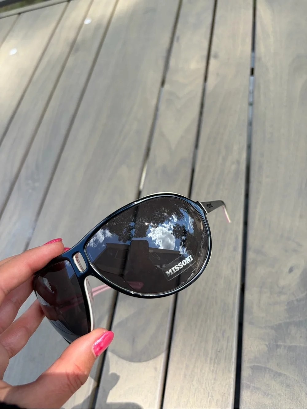 Missoni Pink Frame Sunglasses with Black Temples and Gold Logo